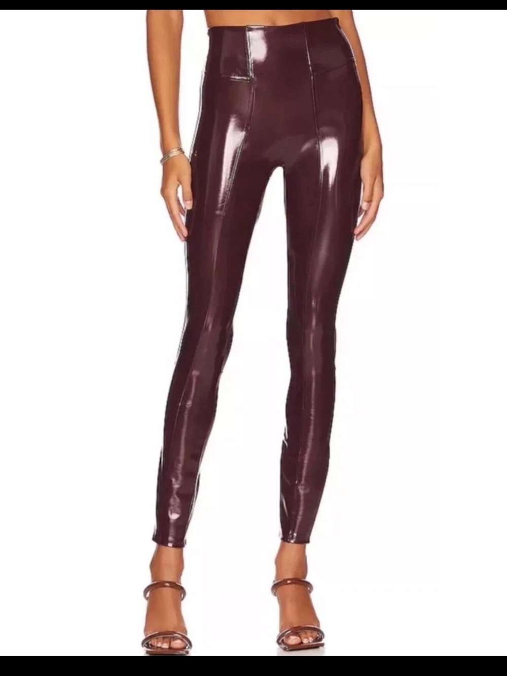 SPANX Ruby Faux Patent Leather High Rise Leggings Pants XL